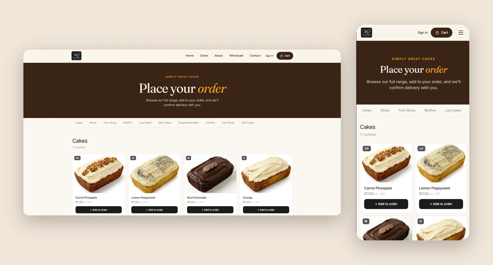 MJ Creations — Order System — screenshot 1