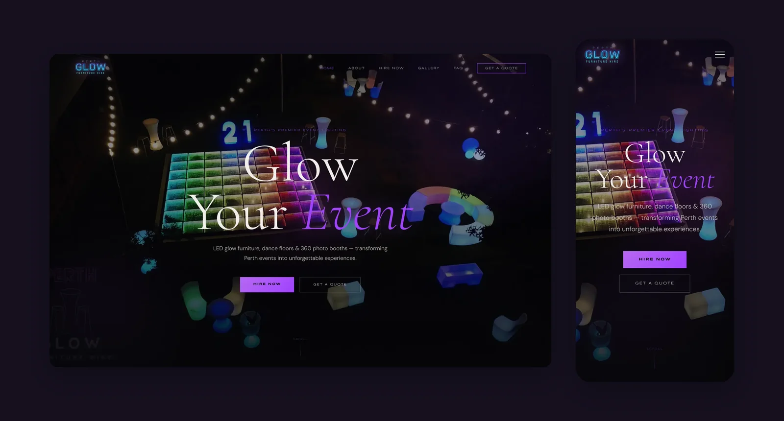 Perth Glow — Website — screenshot 1